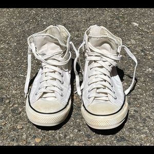 White Converse high tops w/ zipper back